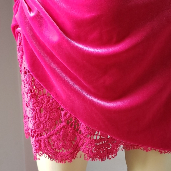 Amanda Uprichard Pink Velvet Lace Slit Dress - Picture 7 of 9